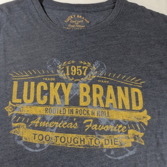 Lucky Brand Rooted in Rock n Roll Men's Gray Graphic T-Shirt Size Large - Picture 3 of 7